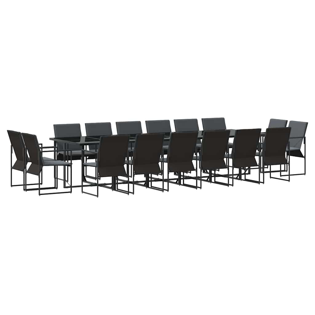 Garden Dining Set 17 pcs Black Steel