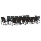 Garden Dining Set 17 pcs Black Steel