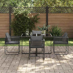 Garden Dining Set 5 pcs Black Steel