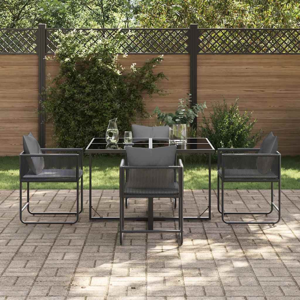 Garden Dining Set 5 pcs Black Steel
