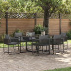 Garden Dining Set 7 pcs Black Steel