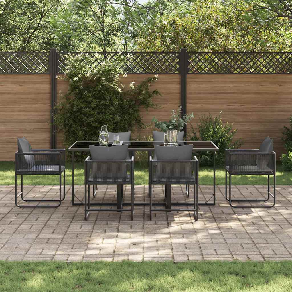 Garden Dining Set 7 pcs Black Steel