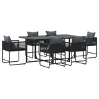 Garden Dining Set 7 pcs Black Steel