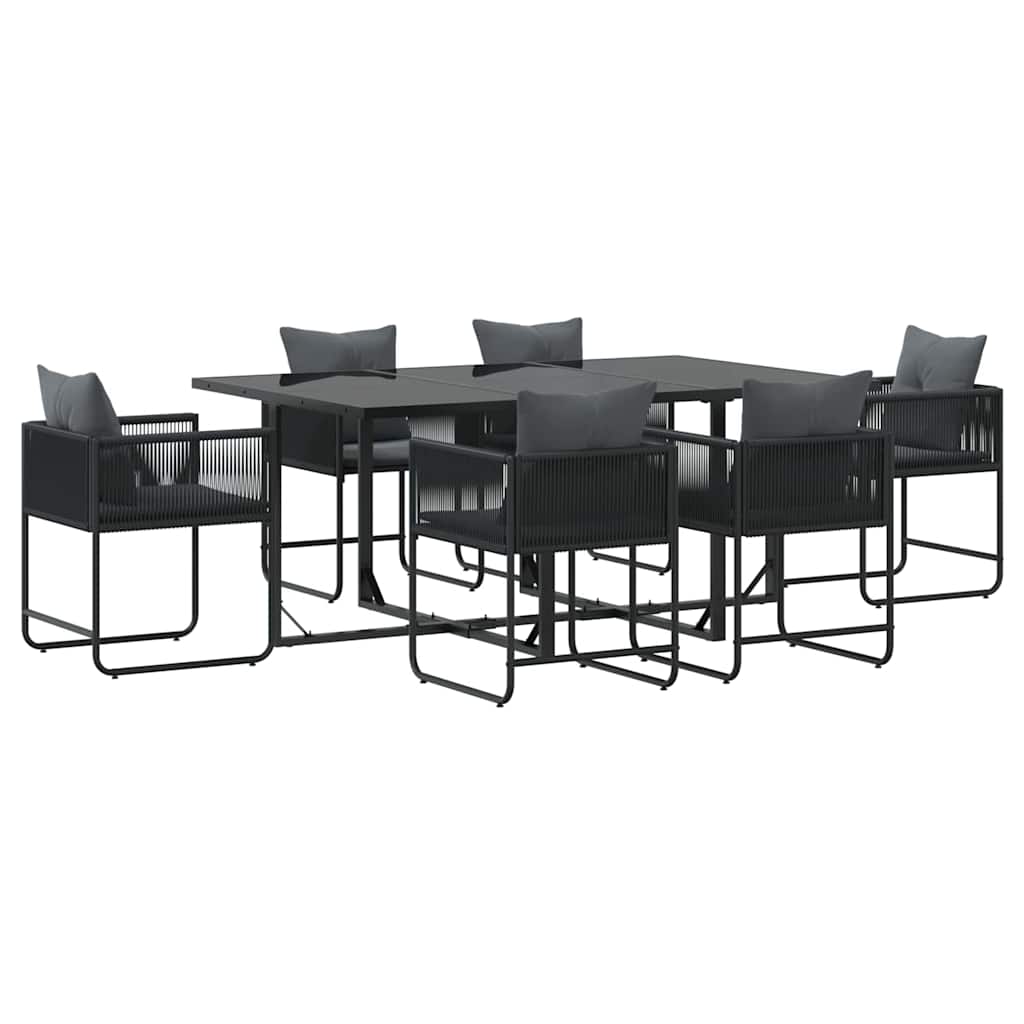 Garden Dining Set 7 pcs Black Steel