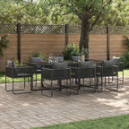 Garden Dining Set 9 pcs Black Steel
