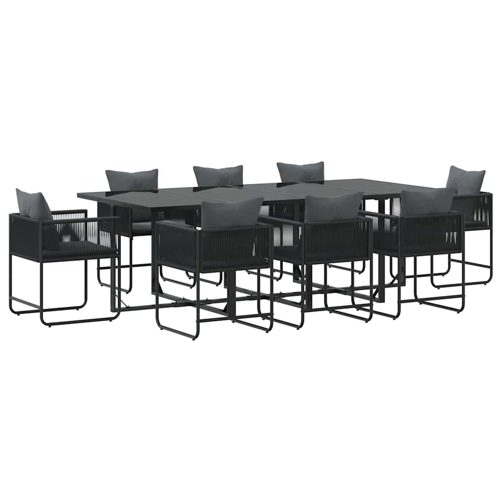 Garden Dining Set 9 pcs Black Steel