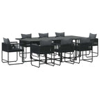 Garden Dining Set 9 pcs Black Steel