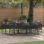 Garden Dining Set 9 pcs Black Steel
