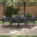 Garden Dining Set 9 pcs Black Steel