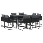 Garden Dining Set 9 pcs Black Steel