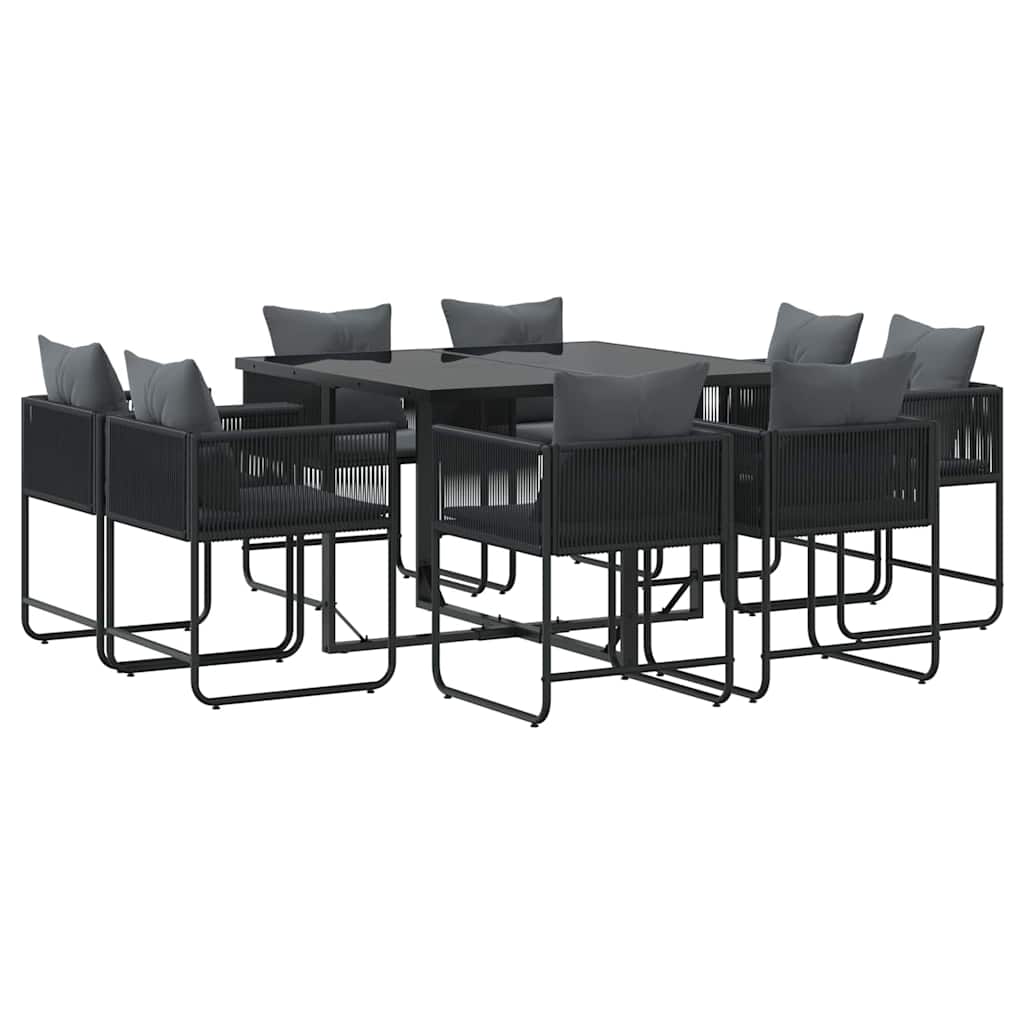 Garden Dining Set 9 pcs Black Steel