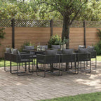 Garden Dining Set 11 pcs Black Steel