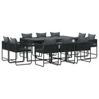 Garden Dining Set 11 pcs Black Steel