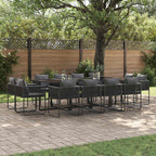 Garden Dining Set 13 pcs Black Steel