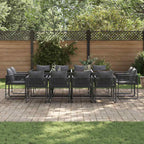 Garden Dining Set 13 pcs Black Steel