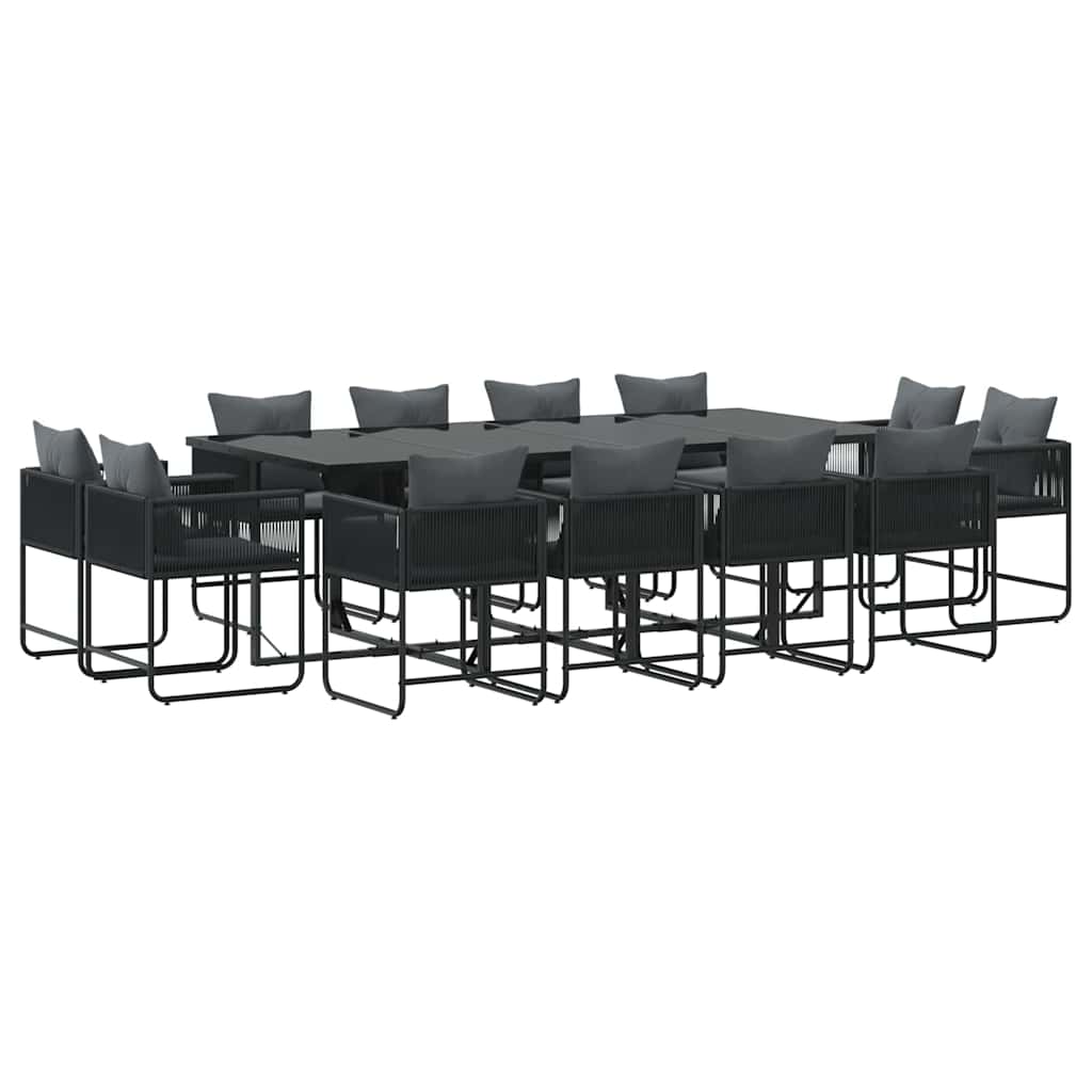 Garden Dining Set 13 pcs Black Steel