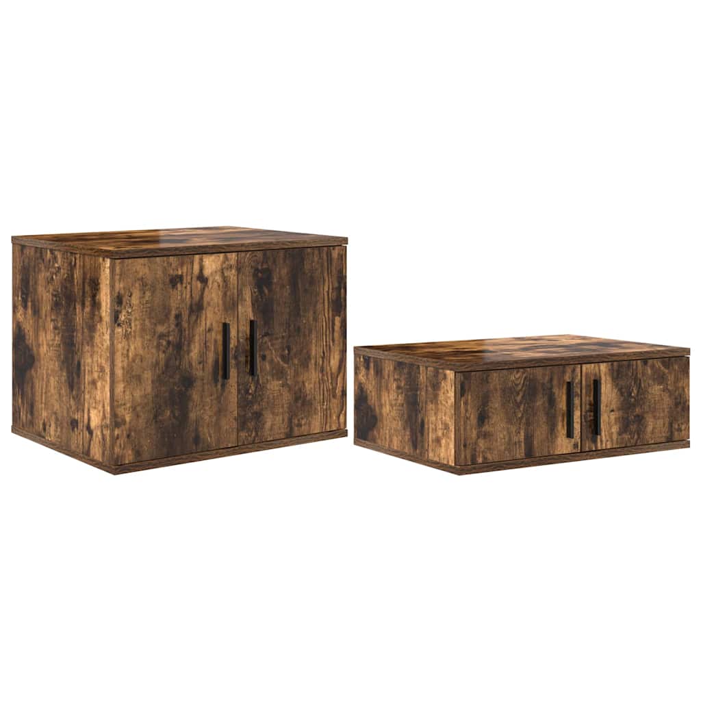 Storage Cabinet 2 pcs Smoked Oak 127 x 41 x 40 cm