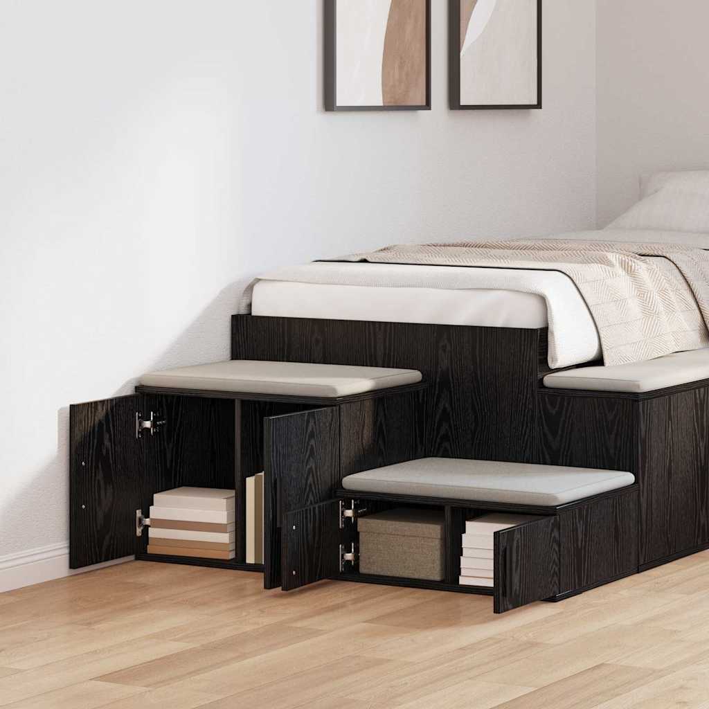 Storage Cabinet 2 pcs Black Oak 118 x 41 x 40 cm