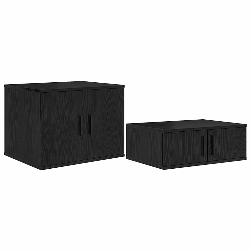 Storage Cabinet 2 pcs Black Oak 118 x 41 x 40 cm