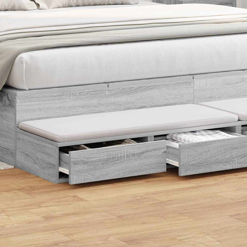 Bed Drawers Grey Sonoma 200 x 36.5 x 16.5 cm Engineered Wood