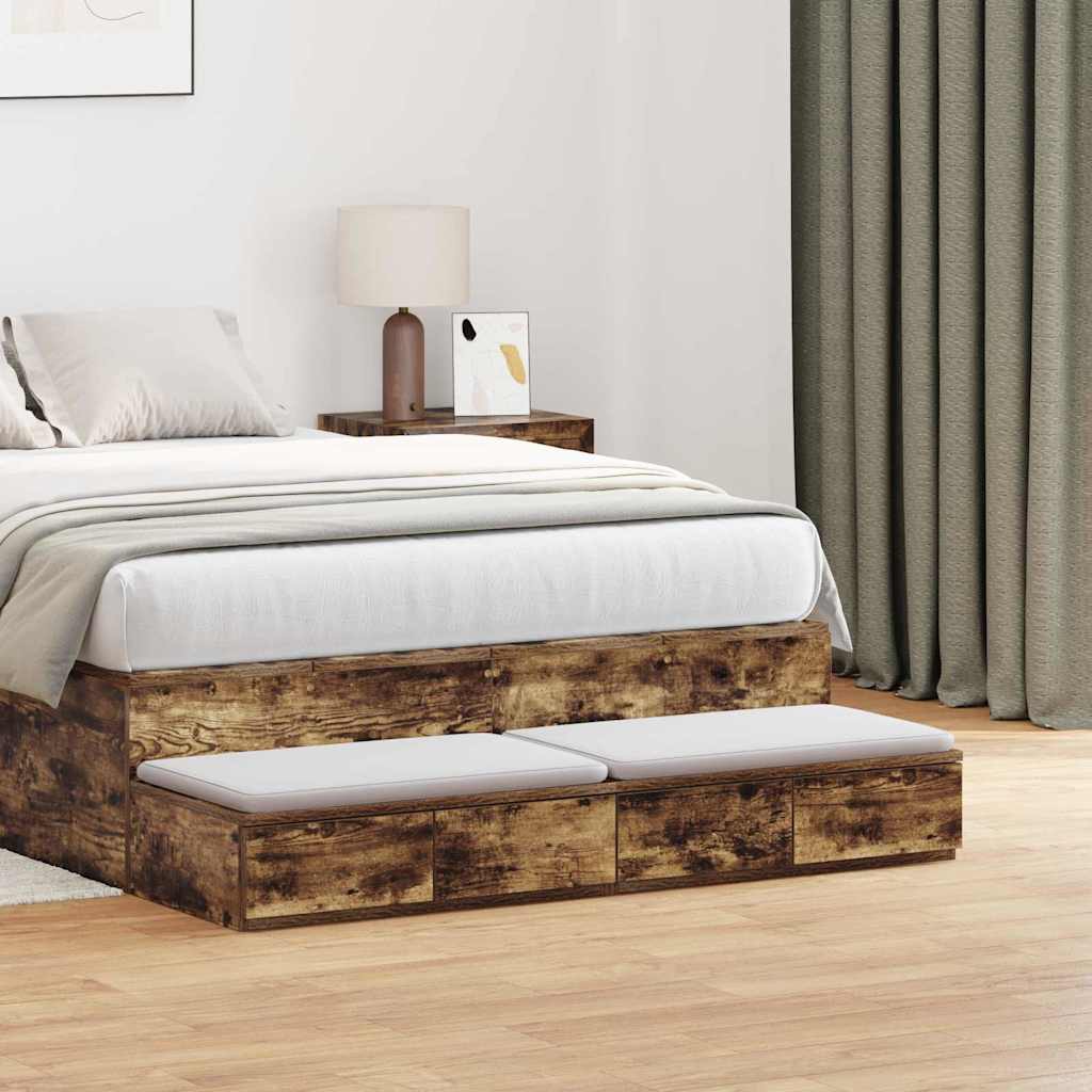 Bed Drawers Smoked Oak 120 x 36.5 x 16.5 cm Engineered Wood