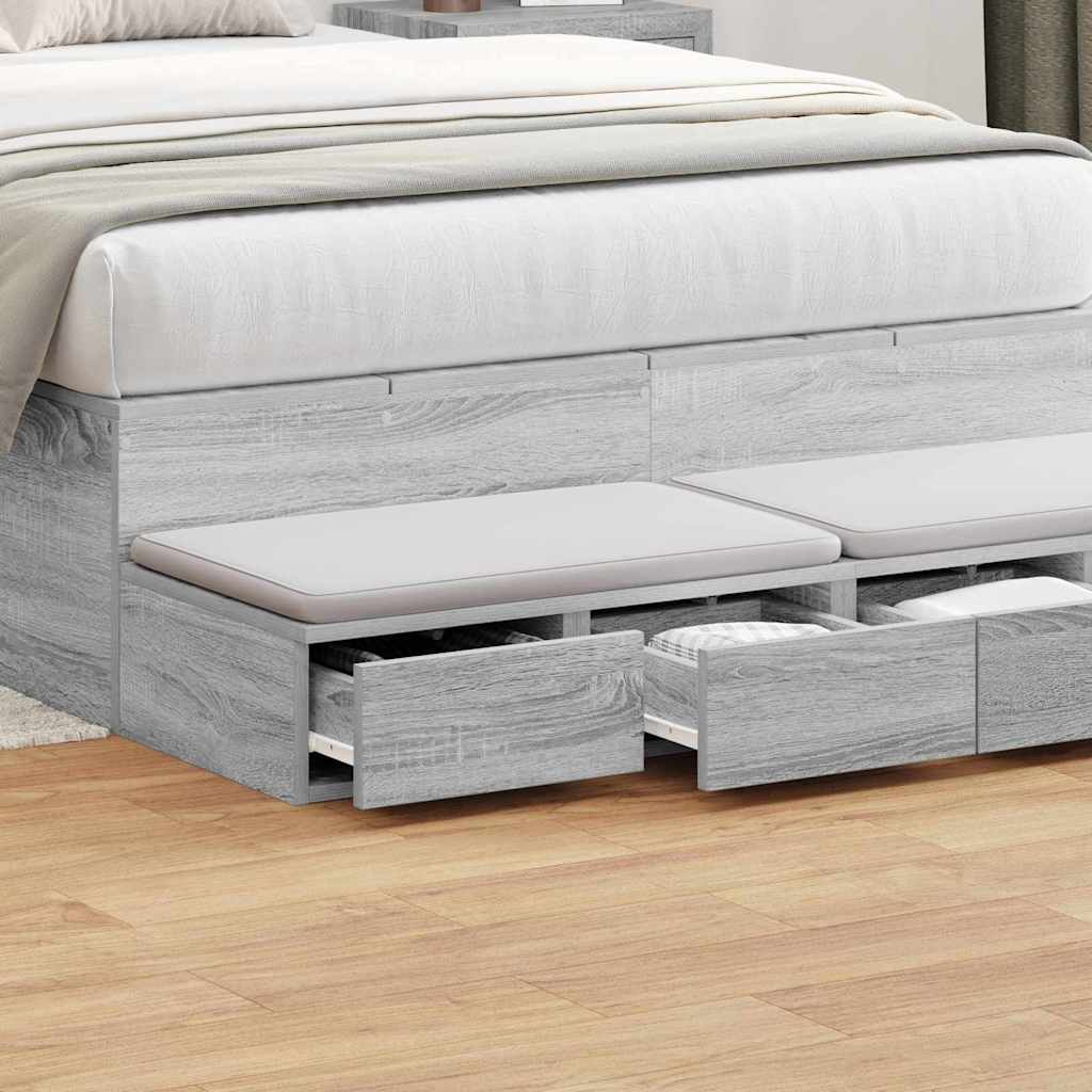 Bed Drawers Grey Sonoma 120 x 36.5 x 16.5 cm Engineered Wood