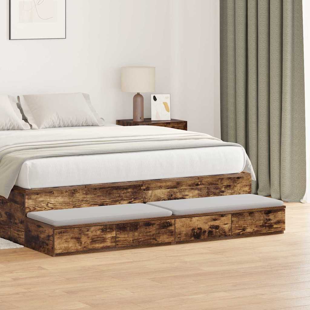 Bed Drawers Smoked Oak 140 x 36.5 x 16.5 cm Engineered Wood
