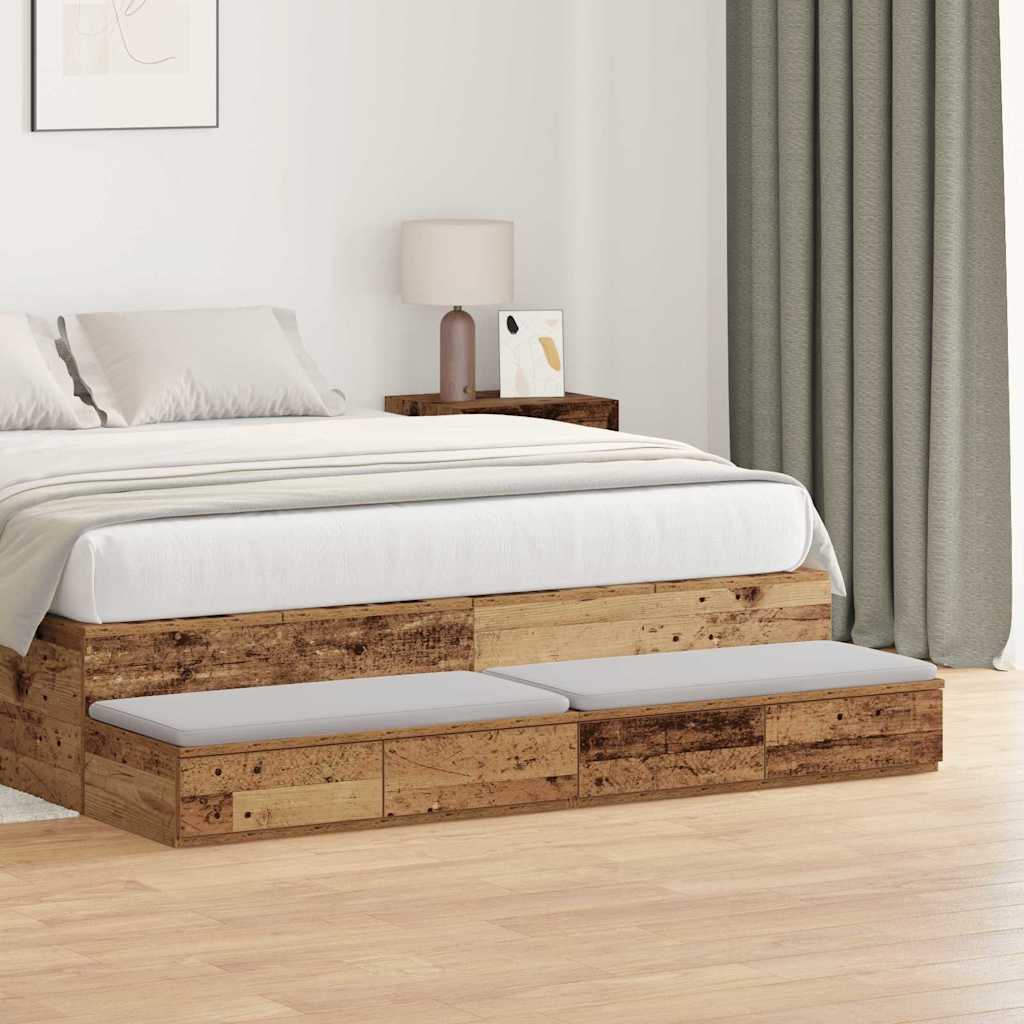 Bed Drawers Old Wood 140 x 36.5 x 16.5 cm Engineered Wood