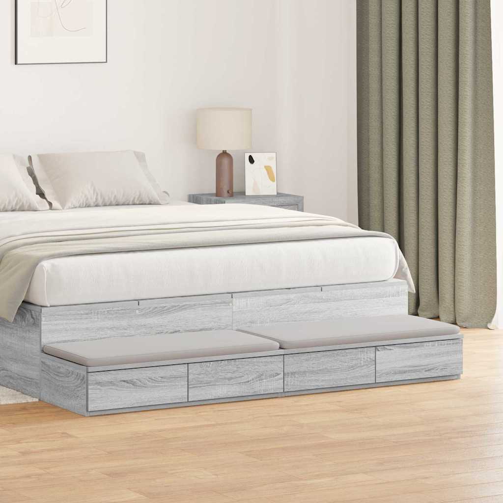 Bed Drawers Grey Sonoma 160 x 36.5 x 16.5 cm Engineered Wood