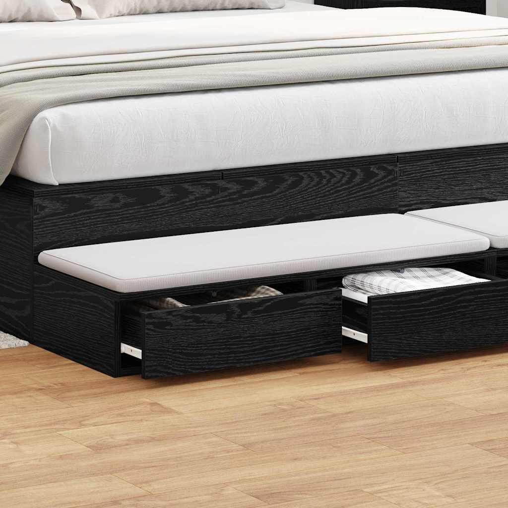 Bed Drawers Black Oak 180 x 36.5 x 16.5 cm Engineered Wood