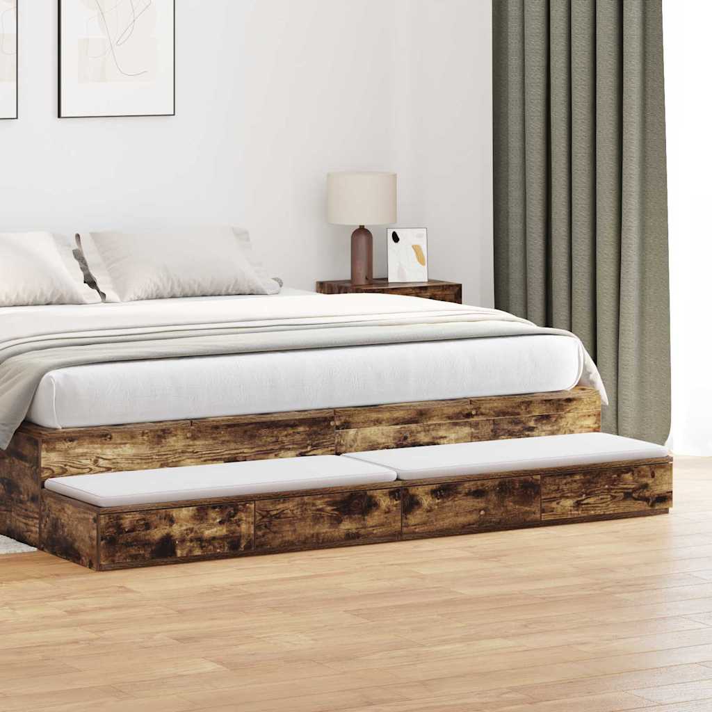 Bed Drawers Smoked Oak 180 x 36.5 x 16.5 cm Engineered Wood