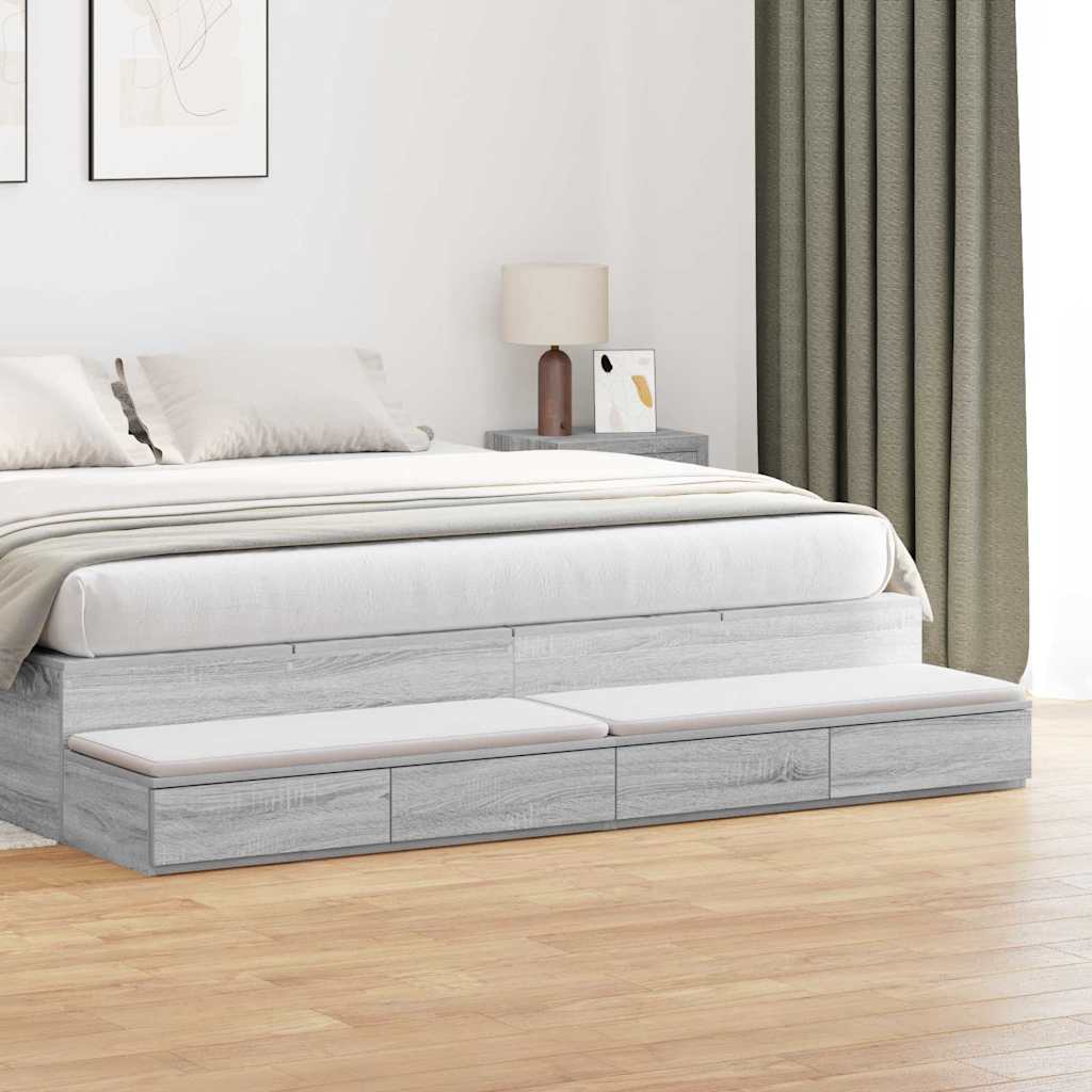 Bed Drawers Grey Sonoma 180 x 36.5 x 16.5 cm Engineered Wood