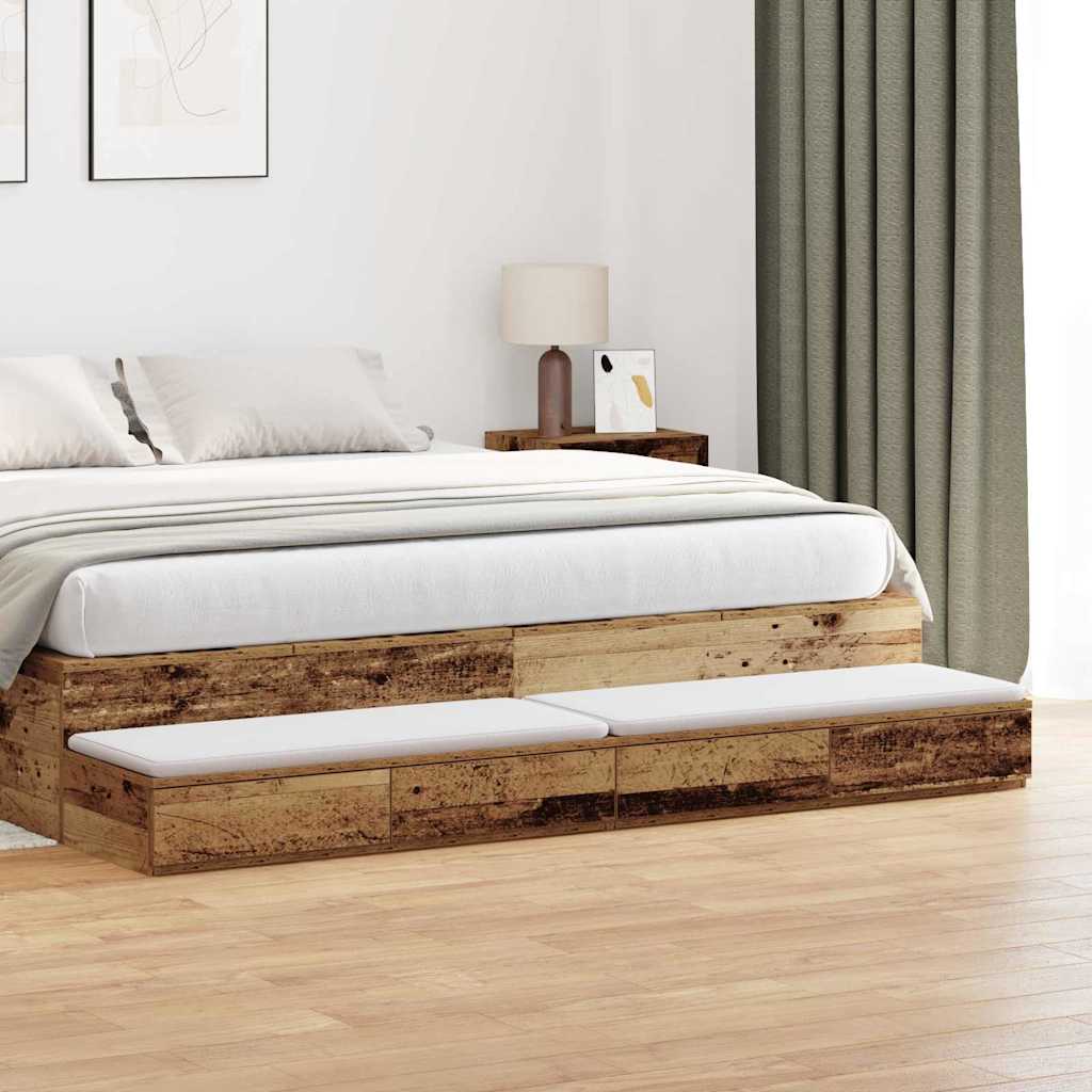 Bed Drawers Old Wood 180 x 36.5 x 16.5 cm Engineered Wood