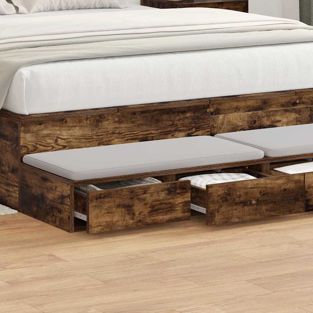 Bed Drawers Smoked Oak 135 x 36.5 x 16.5 cm Engineered Wood