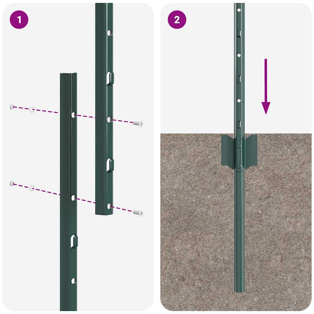 Fence Post 22 pcs Green 140 cm Steel