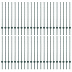 Fence Post 44 pcs Green 140 cm Steel