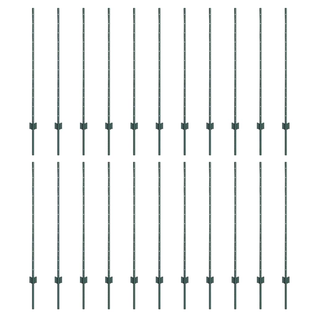Fence Post 22 pcs Green 160 cm Steel