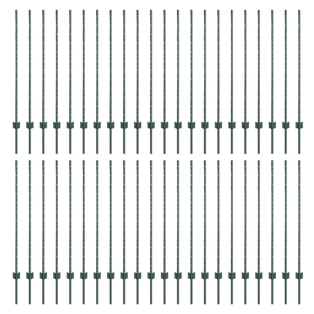 Fence Post 44 pcs Green 160 cm Steel