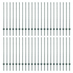 Fence Post 44 pcs Green 160 cm Steel