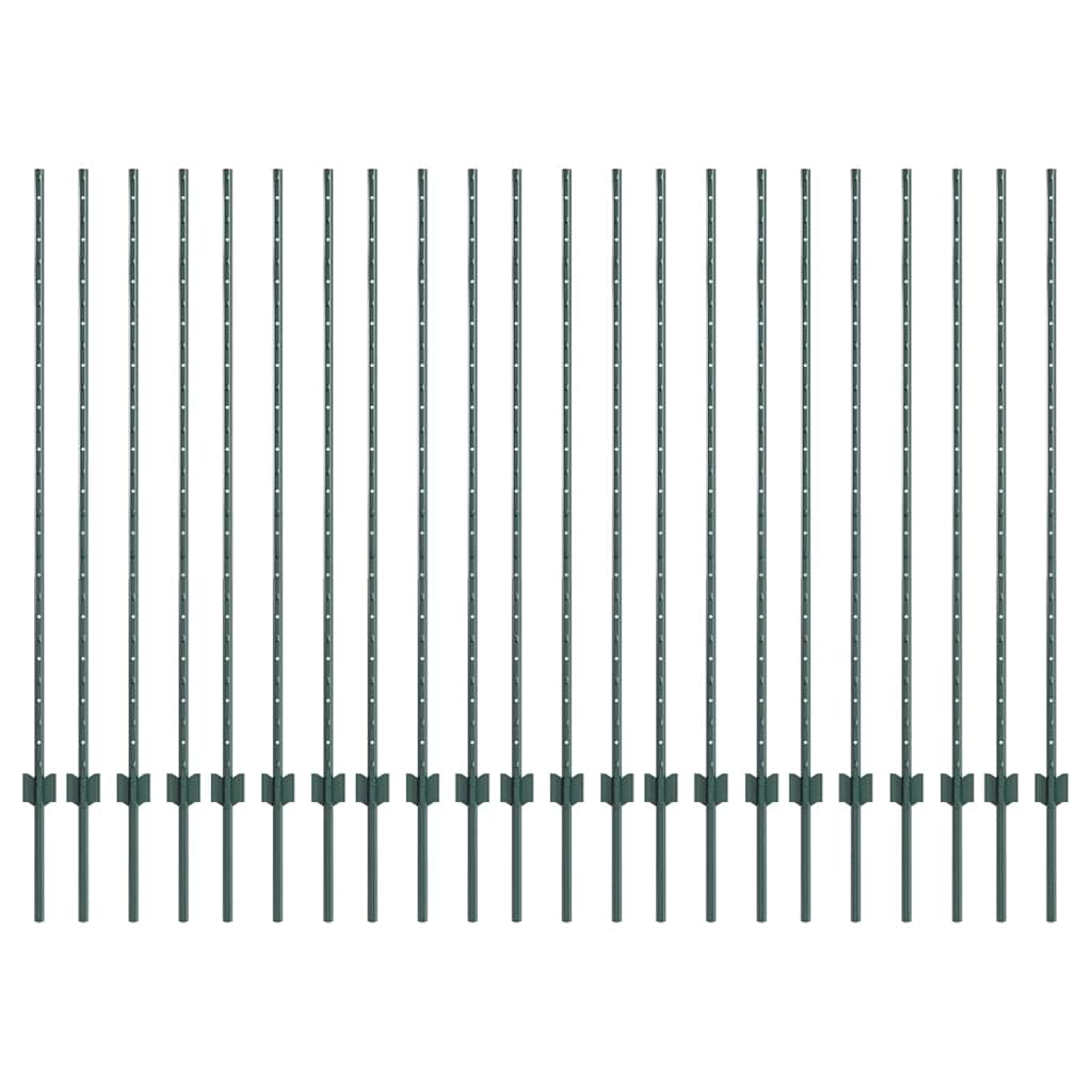 Fence Post 22 pcs Green 180 cm Steel