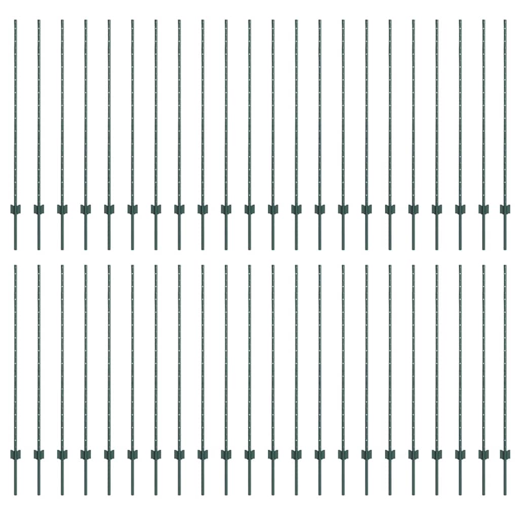 Fence Post 44 pcs Green 180 cm Steel