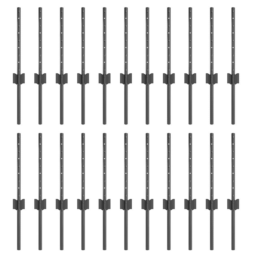 Fence Post 22 pcs Grey 80 cm Steel