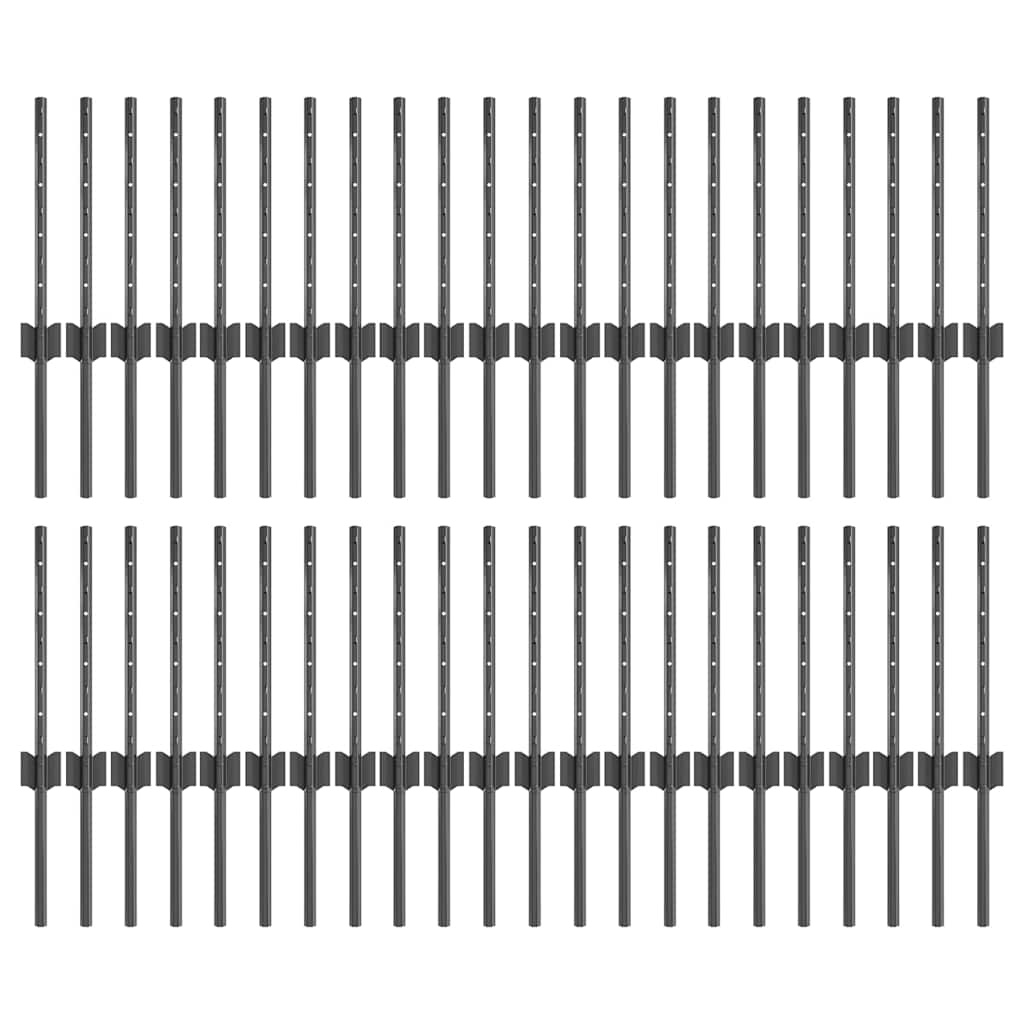 Fence Post 44 pcs Grey 80 cm Steel