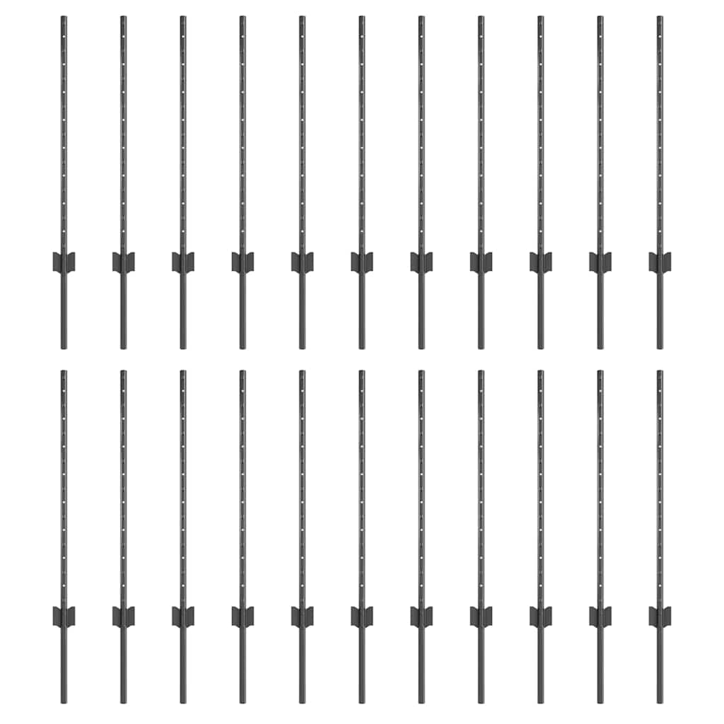Fence Post 22 pcs Grey 120 cm Steel