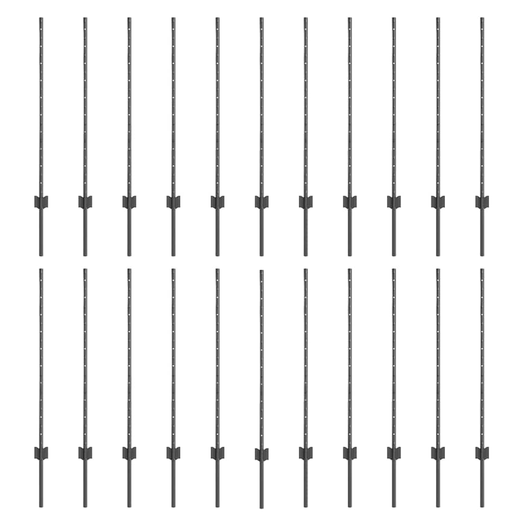 Fence Post 22 pcs Grey 140 cm Steel