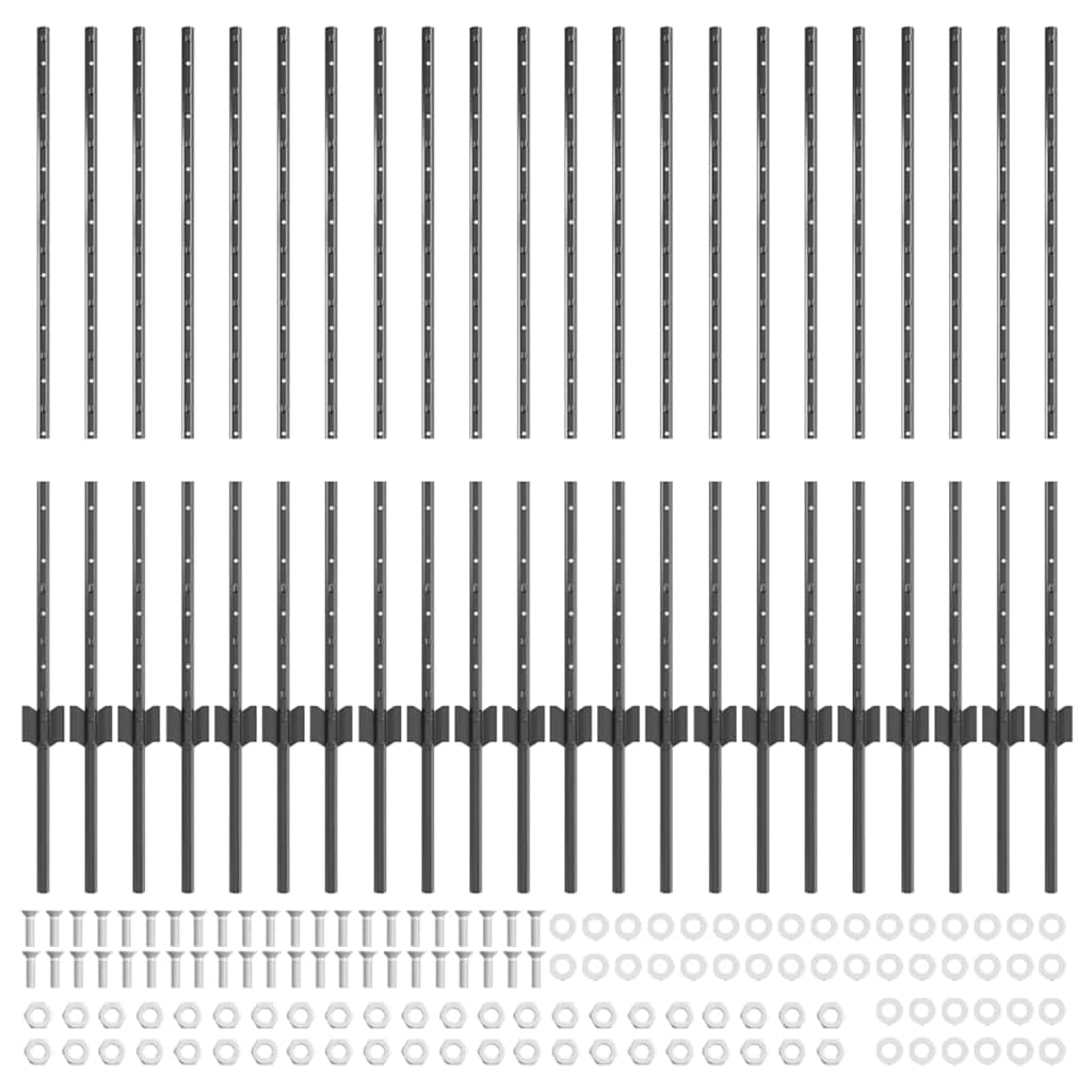 Fence Post 22 pcs Grey 140 cm Steel