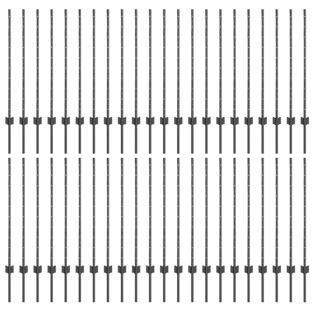 Fence Post 44 pcs Grey 140 cm Steel