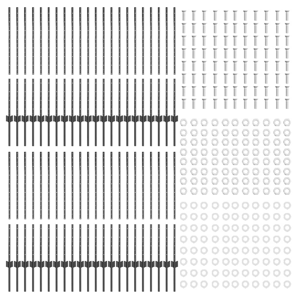 Fence Post 44 pcs Grey 140 cm Steel