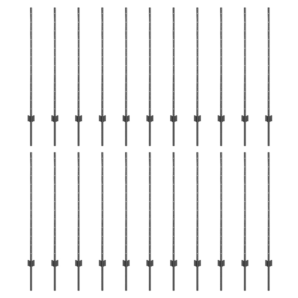 Fence Post 22 pcs Grey 160 cm Steel