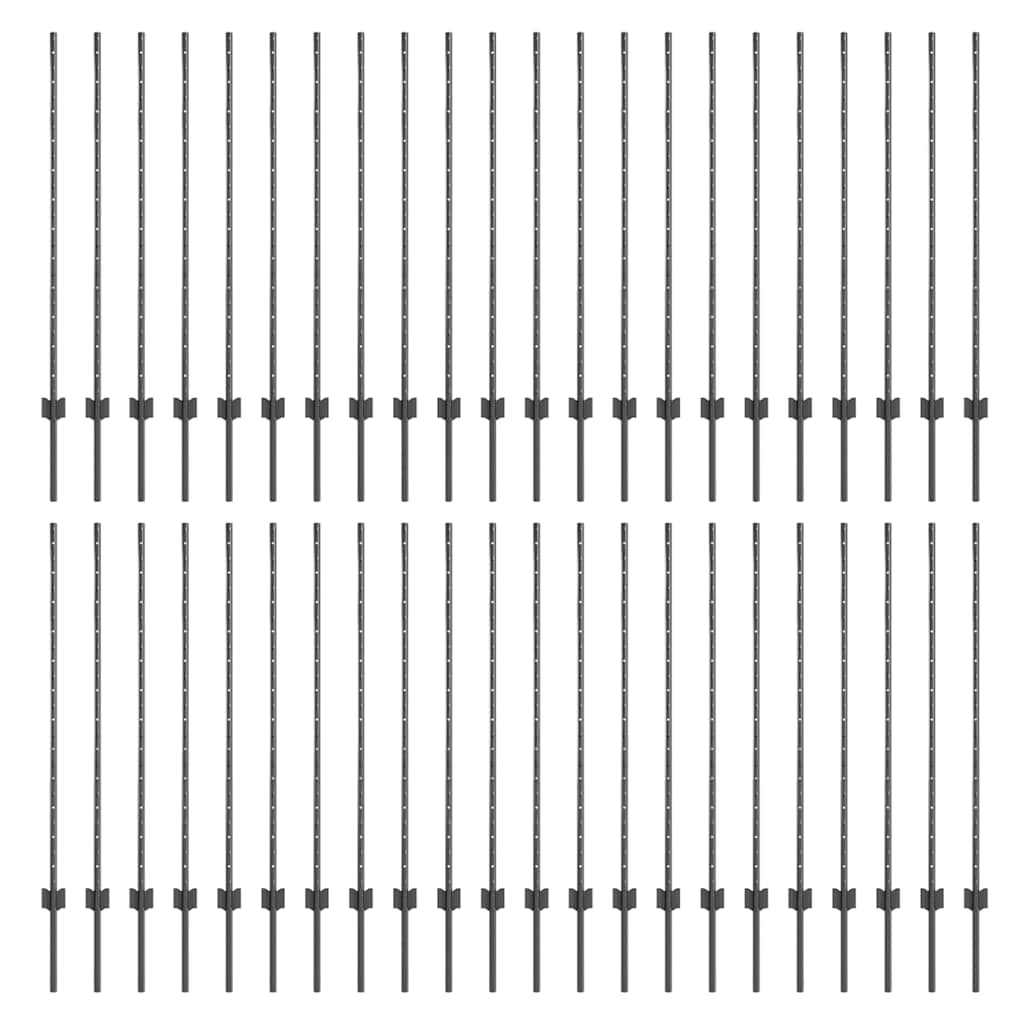 Fence Post 44 pcs Grey 160 cm Steel